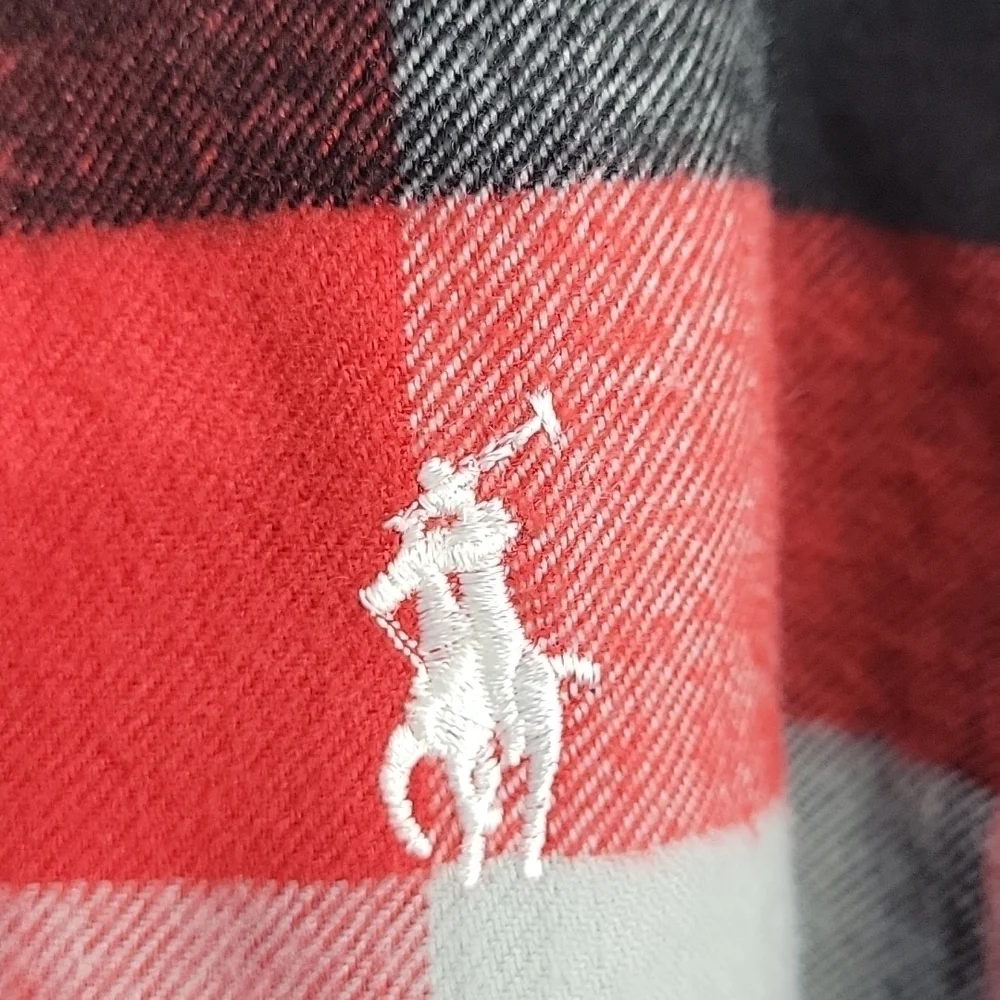 POLO Ralph Lauren Red Black Flannel Plaid Button Down Men's Large